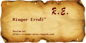 Rieger Ernő névjegykártya